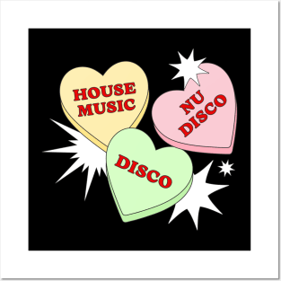 HOUSE DISCO NU DISCO - Candy Hearts Posters and Art